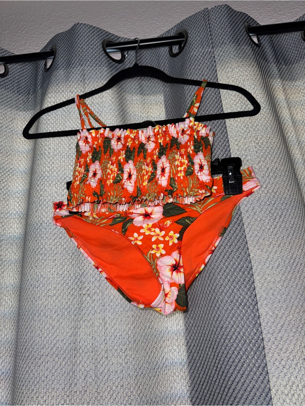 Orange Floral Bathing Suit Set